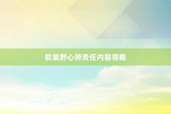 软装野心师责任内容领略