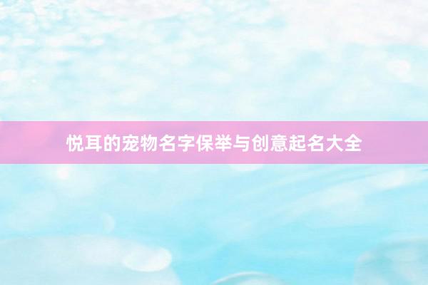 悦耳的宠物名字保举与创意起名大全